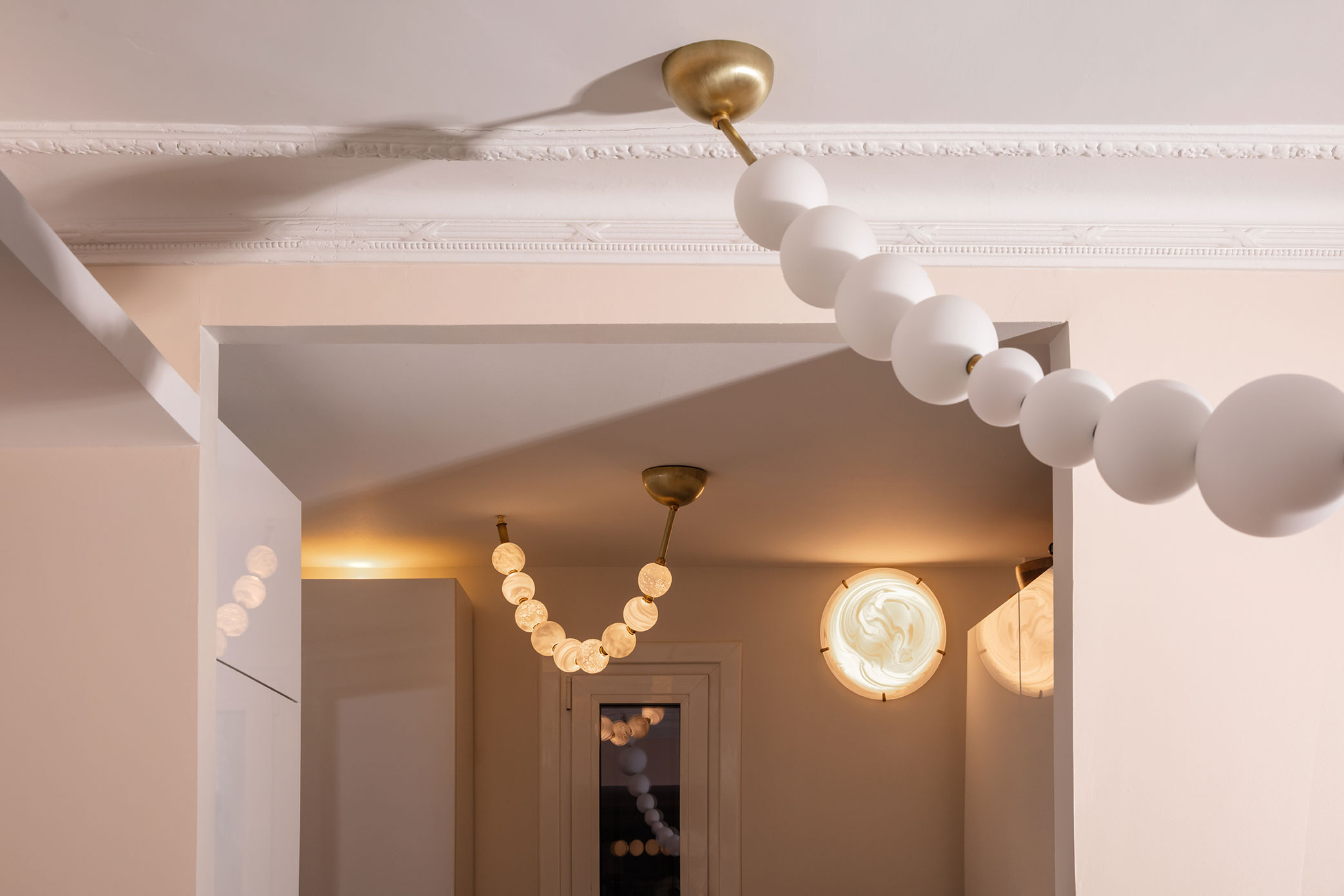 Pearl Necklace - Planets Necklace - Flat Jupiter Wall light