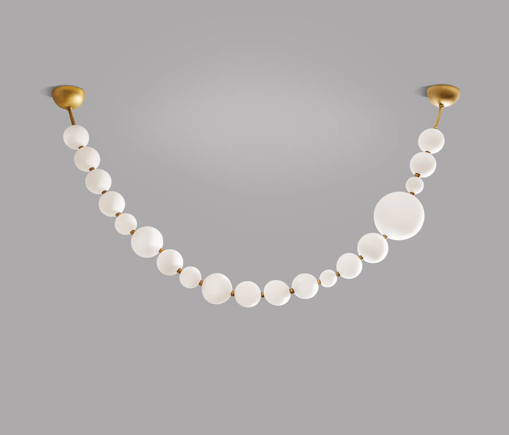 Colliers de Perles L110''H35''75''btw hooks=280 90 190cm-Pearls diam 3''-9''=8-22cm-cups